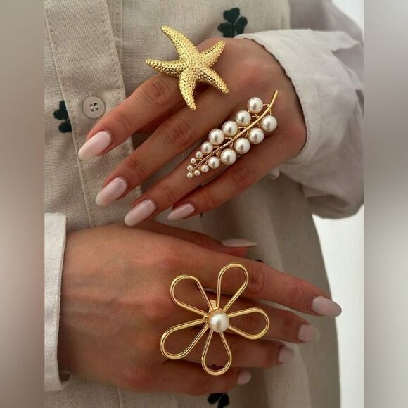 Flower pearl ring N1302 - Picture 1 of 4